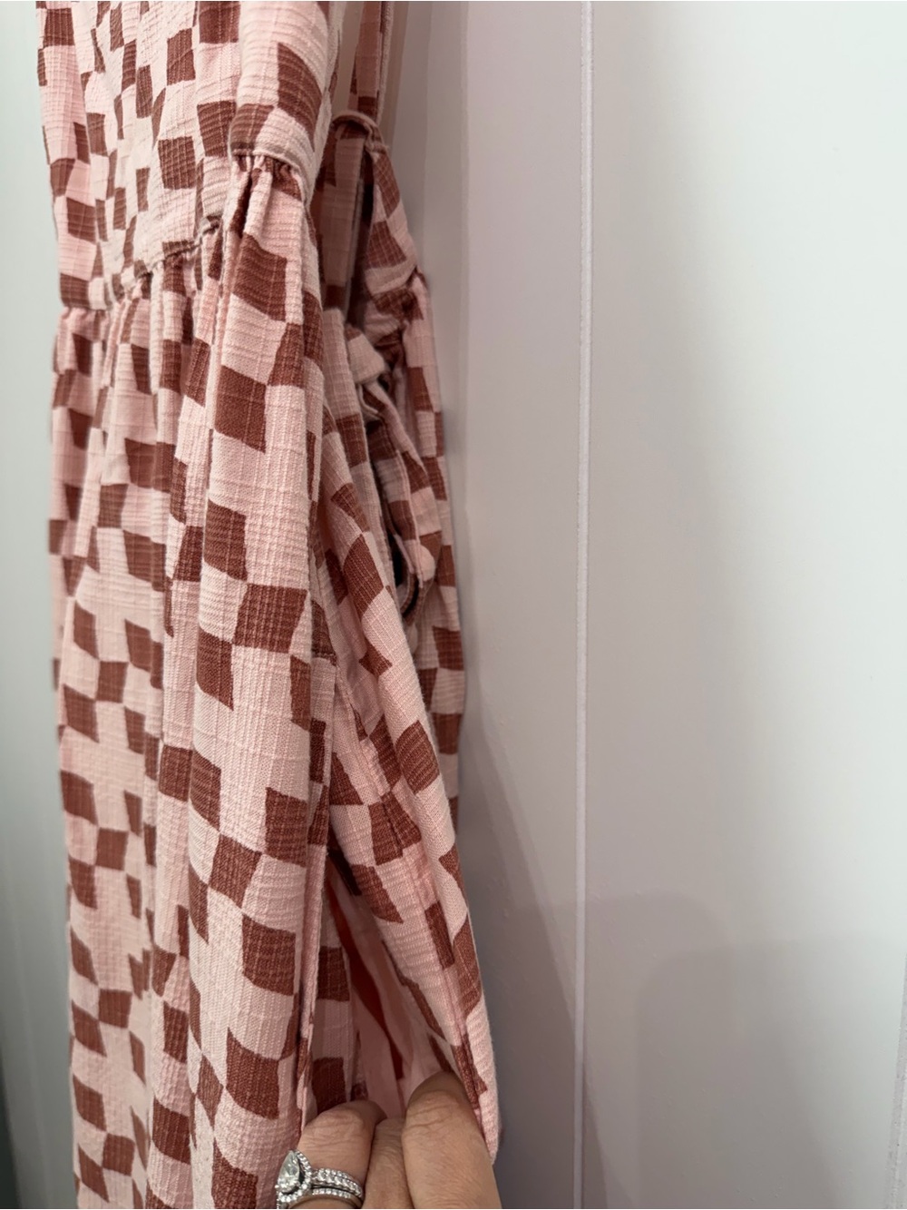 Madewell Cicely Tiered Midi Dress in Geo Checkerboard Pink Square Neck Size 8 M - Picture 7 of 10
